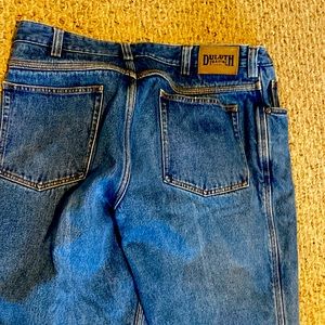 Duluth trading Company, blue jeans, flannel lined for warmth. 36 x 34